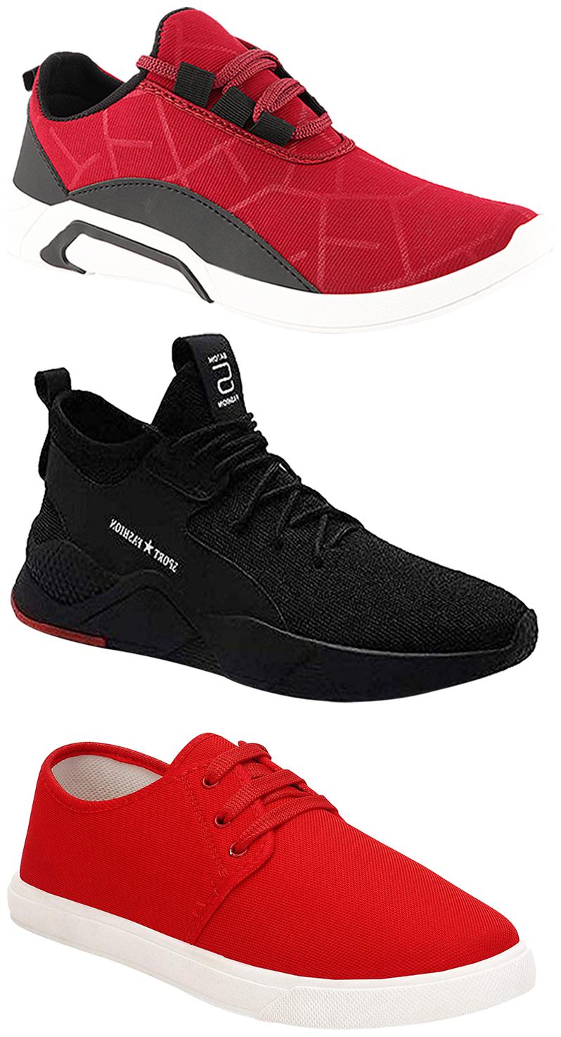 

Birde Men Multicolor Mesh Canvas Casual Sports Sneakers Runnning Shoes for Men s Boy s - UK7 (Combo of 3)