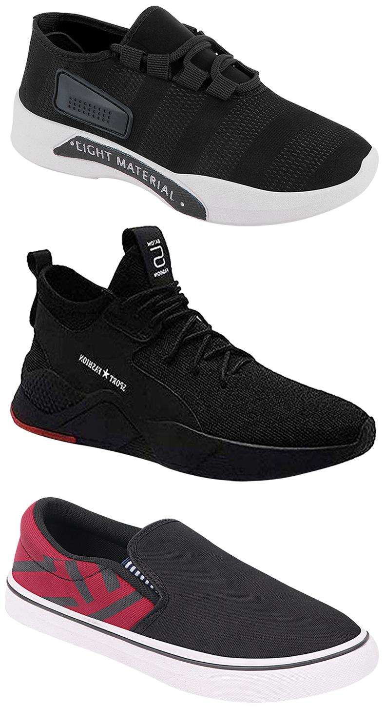 

Birde Men Multicolor Mesh Canvas Casual Sports Sneakers Runnning Shoes for Men s Boy s - UK7 (Combo of 3)