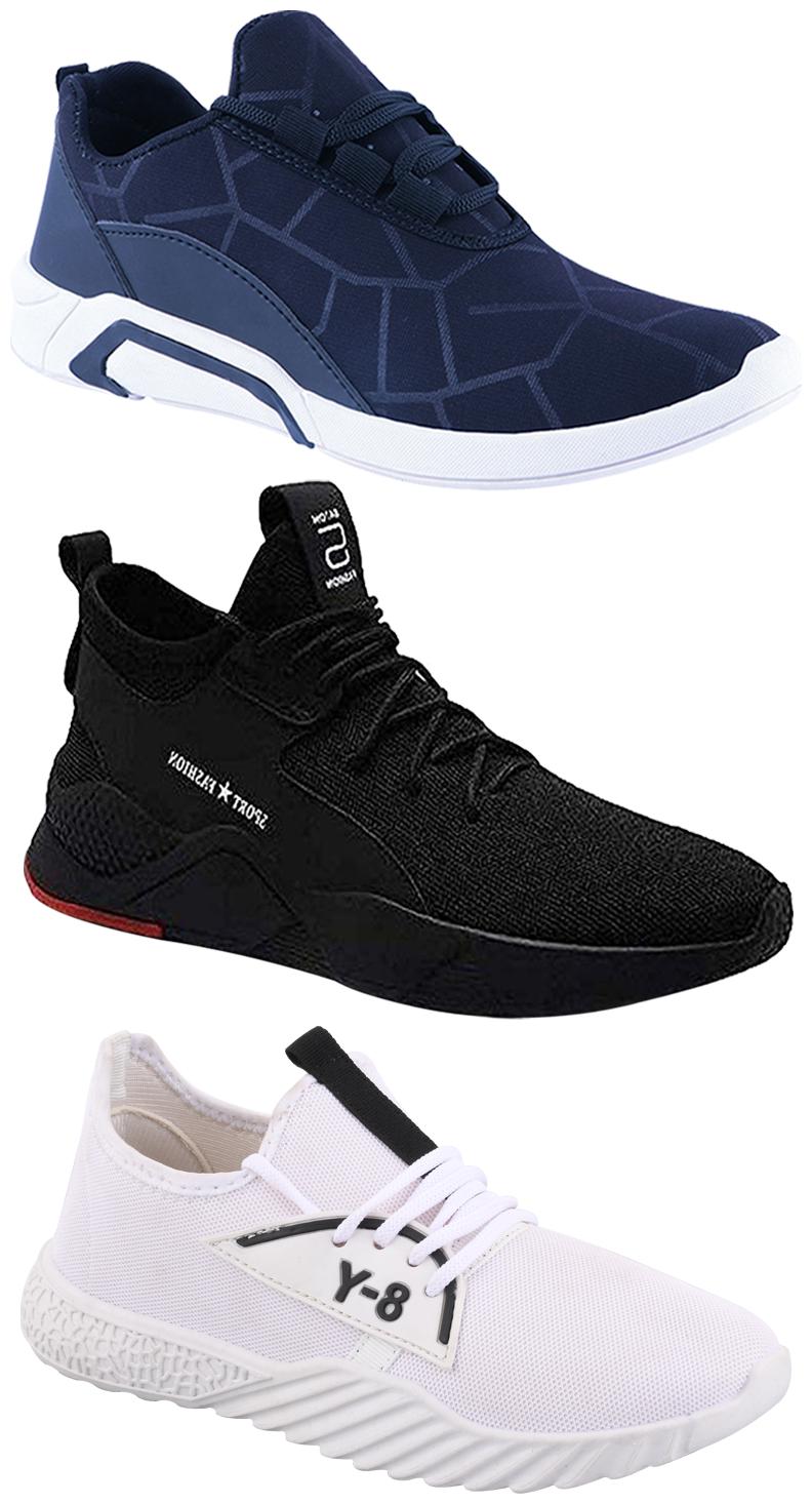 

Birde Men Multicolor Mesh Canvas Casual Sports Sneakers Runnning Shoes for Men s Boy s - UK6 (Combo of 3)
