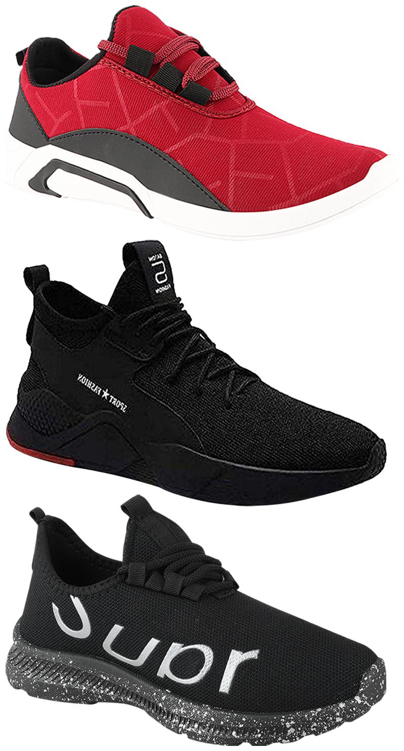 

Birde Men Multicolor Mesh Canvas Casual Sports Sneakers Runnning Shoes for Men s Boy s - UK6 (Combo of 3)