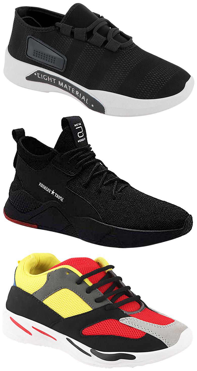 

Birde Men Multicolor Mesh Canvas Casual Sports Sneakers Runnning Shoes for Men s Boy s - UK6 (Combo of 3)