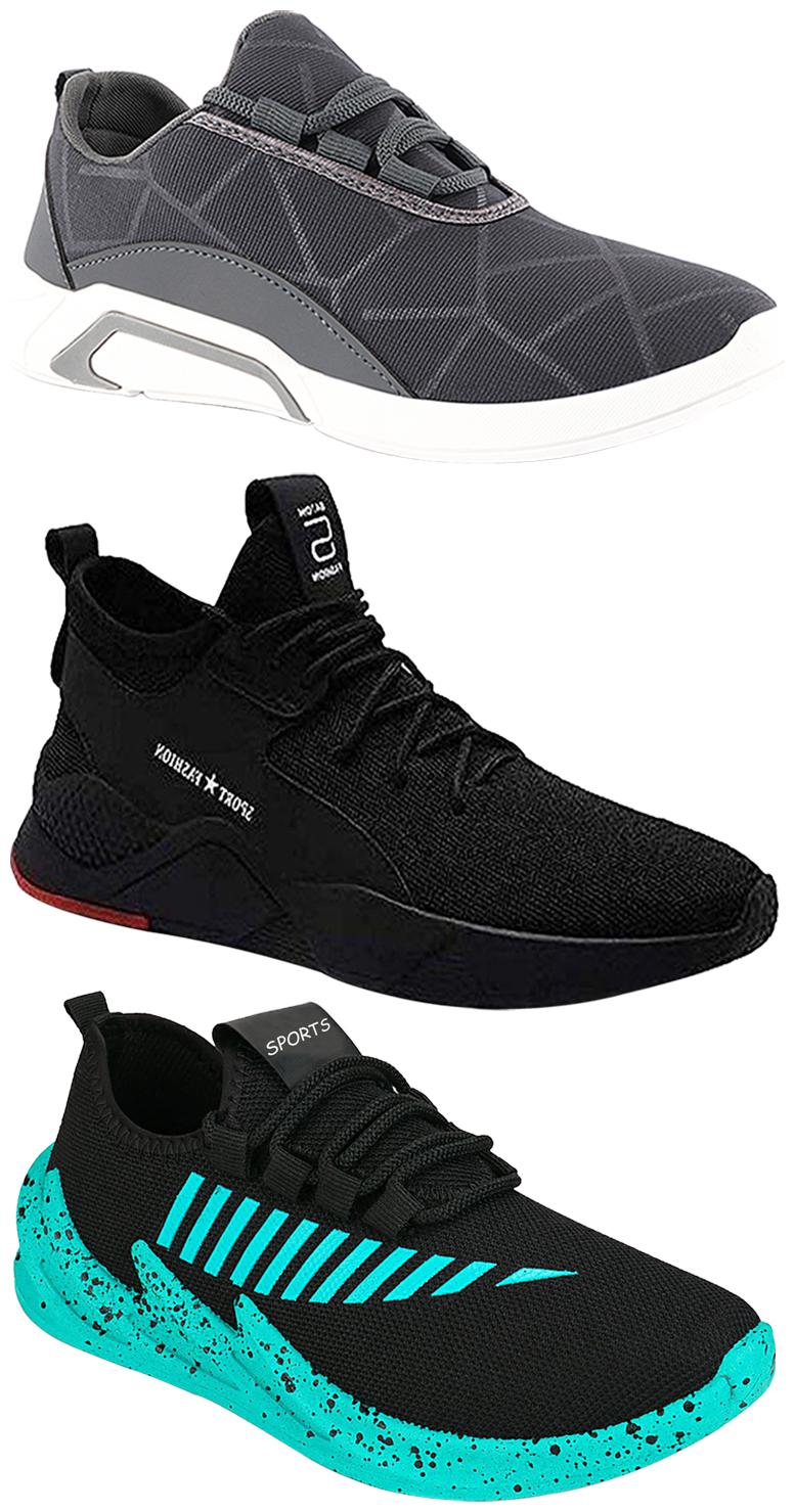 

Birde Men Multicolor Mesh Canvas Casual Sports Sneakers Runnning Shoes for Men s Boy s - UK9 (Combo of 3)