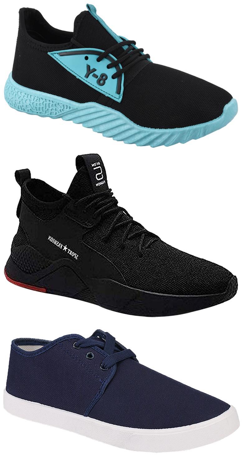 

Birde Men Multicolor Mesh Canvas Casual Sports Sneakers Runnning Shoes for Men s Boy s - UK9 (Combo of 3)