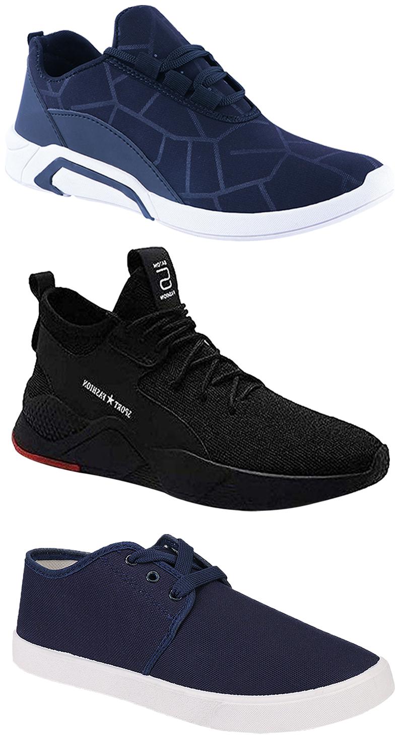 

Birde Men Multicolor Mesh Canvas Casual Sports Sneakers Runnning Shoes for Men s Boy s - UK8 (Combo of 3)