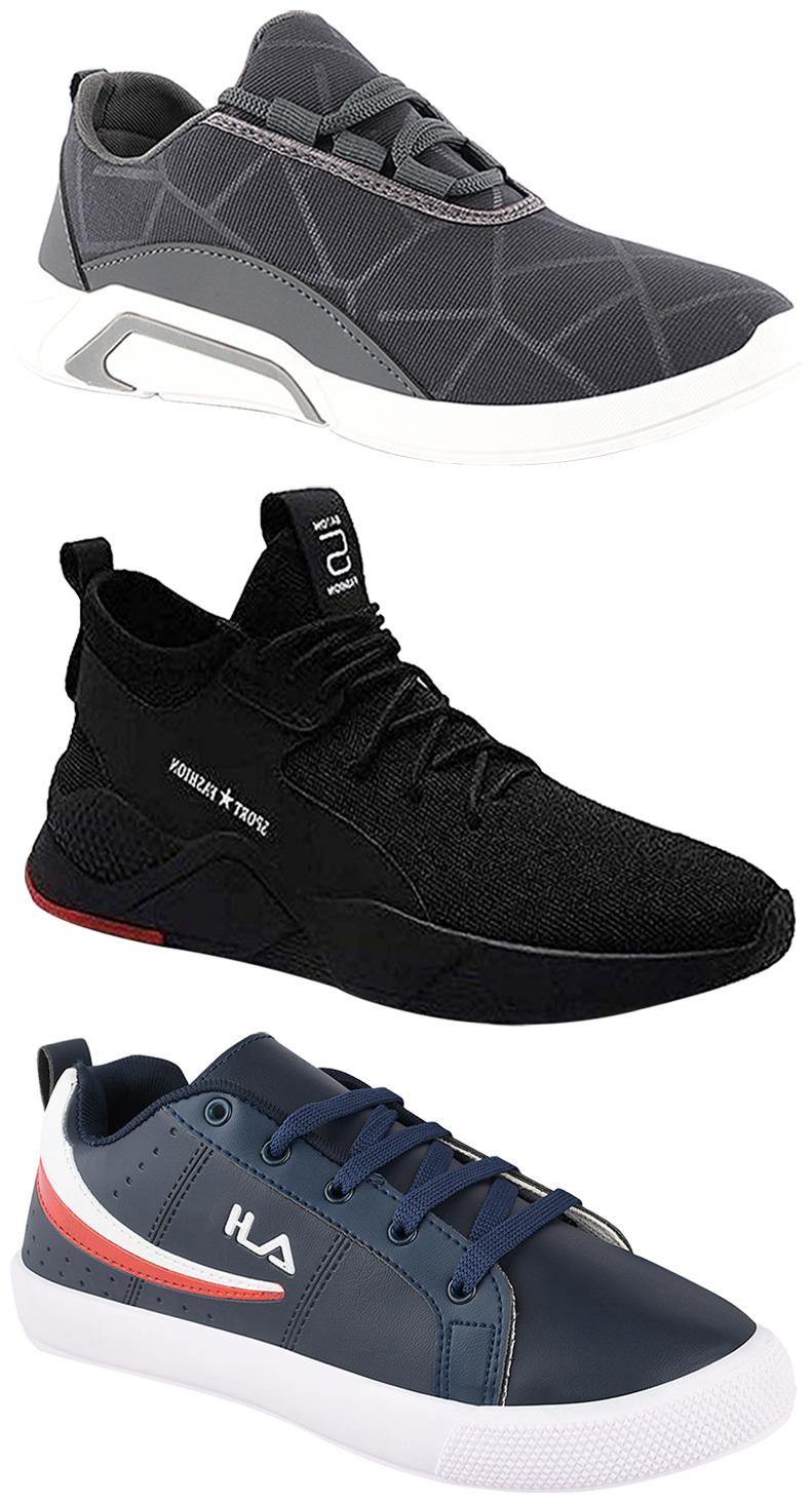 

Birde Men Multicolor Mesh Canvas Casual Sports Sneakers Runnning Shoes for Men s Boy s - UK8 (Combo of 3)