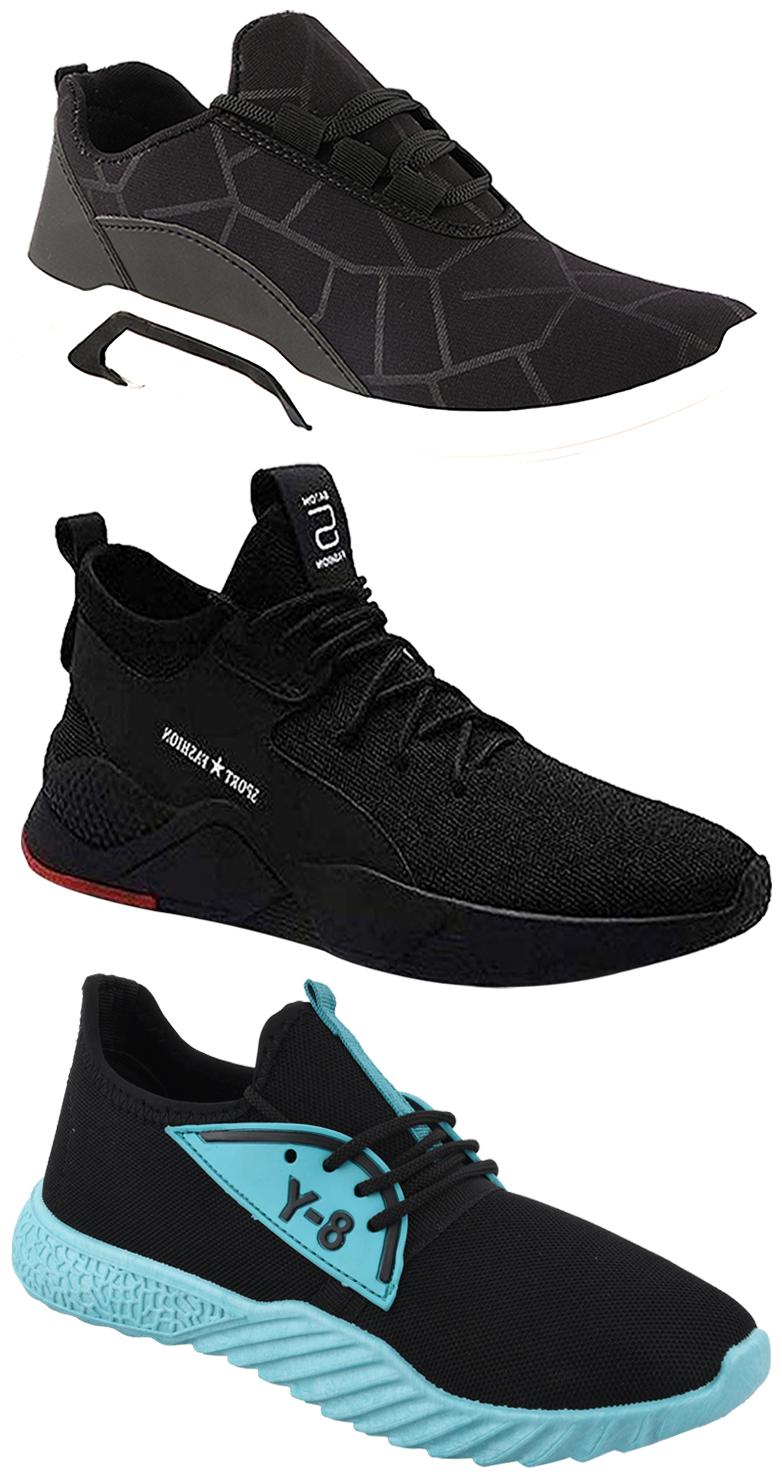 

Birde Men Multicolor Mesh Canvas Casual Sports Sneakers Runnning Shoes for Men s Boy s - UK10 (Combo of 3)