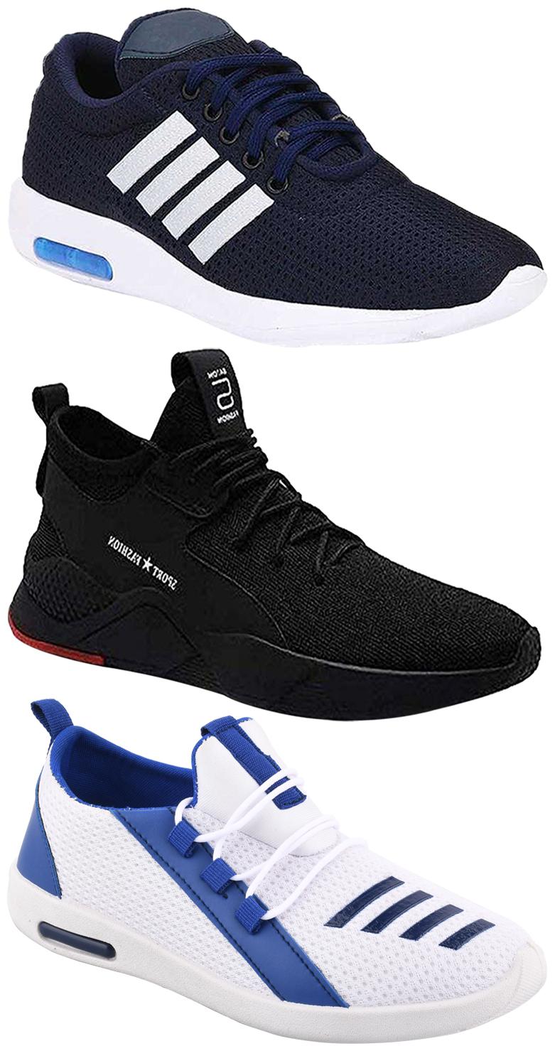 

Birde Men Multicolor Mesh Canvas Casual Sports Sneakers Runnning Shoes for Men s Boy s - UK9 (Combo of 3)