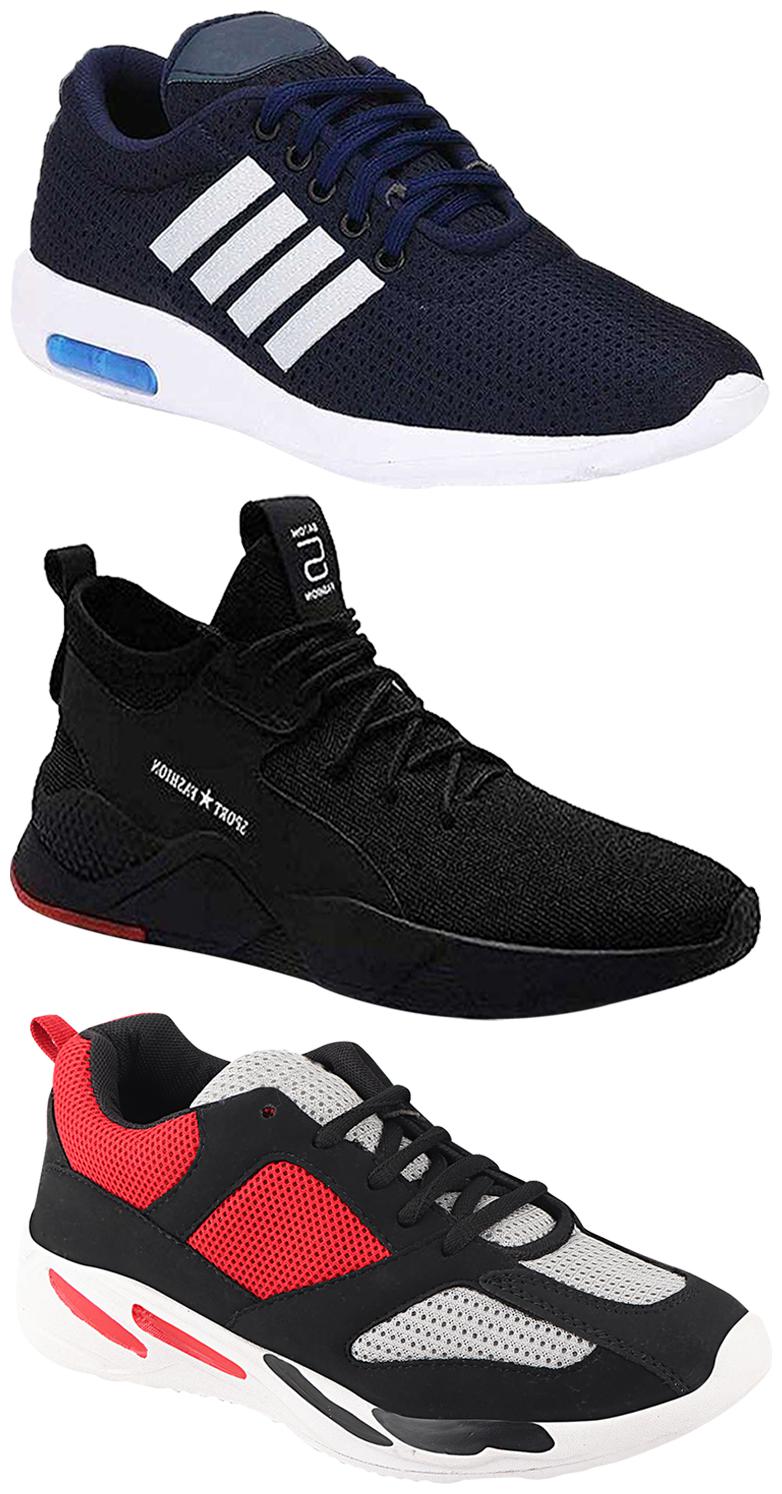 

Birde Men Multicolor Mesh Canvas Casual Sports Sneakers Runnning Shoes for Men s Boy s - UK10 (Combo of 3)