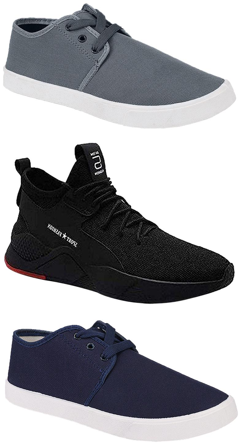 

Birde Men Multicolor Mesh Canvas Casual Sports Sneakers Runnning Shoes for Men s Boy s - UK9 (Combo of 3)