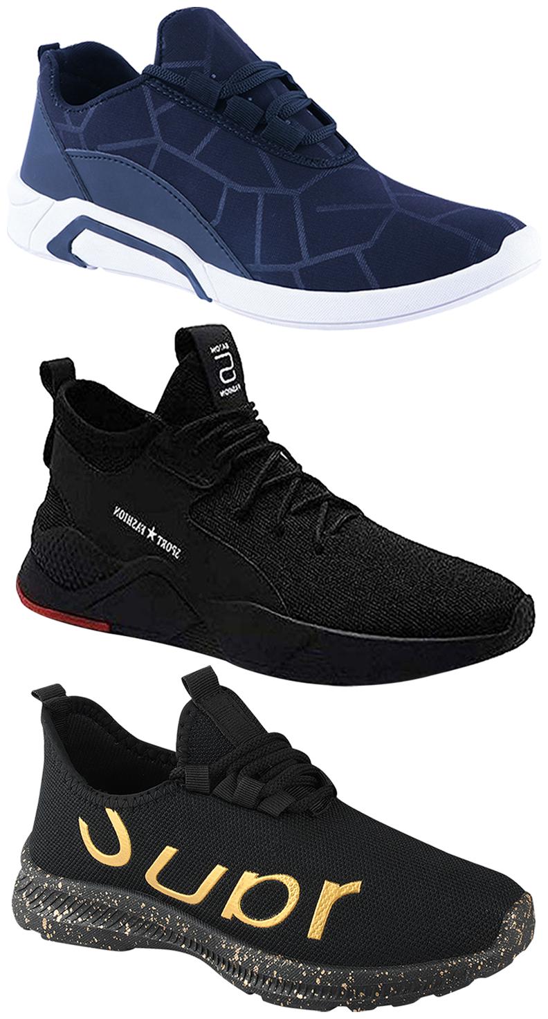 

Birde Men Multicolor Mesh Canvas Casual Sports Sneakers Runnning Shoes for Men s Boy s - UK7 (Combo of 3)