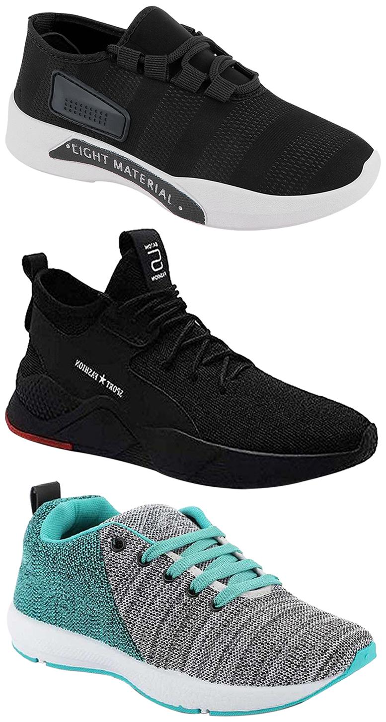 

Birde Men Multicolor Mesh Canvas Casual Sports Sneakers Runnning Shoes for Men s Boy s - UK8 (Combo of 3)