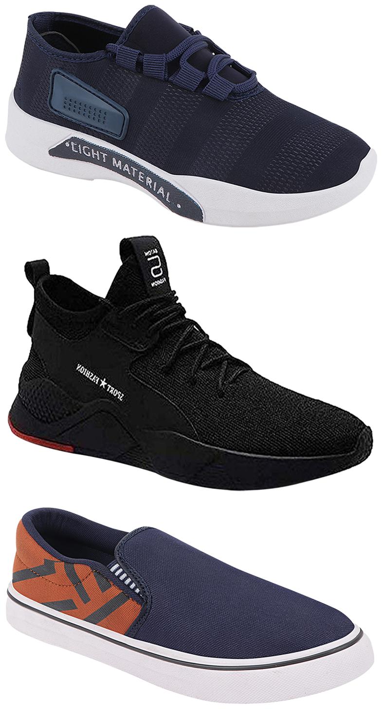 

Birde Men Multicolor Mesh Canvas Casual Sports Sneakers Runnning Shoes for Men s Boy s - UK7 (Combo of 3)