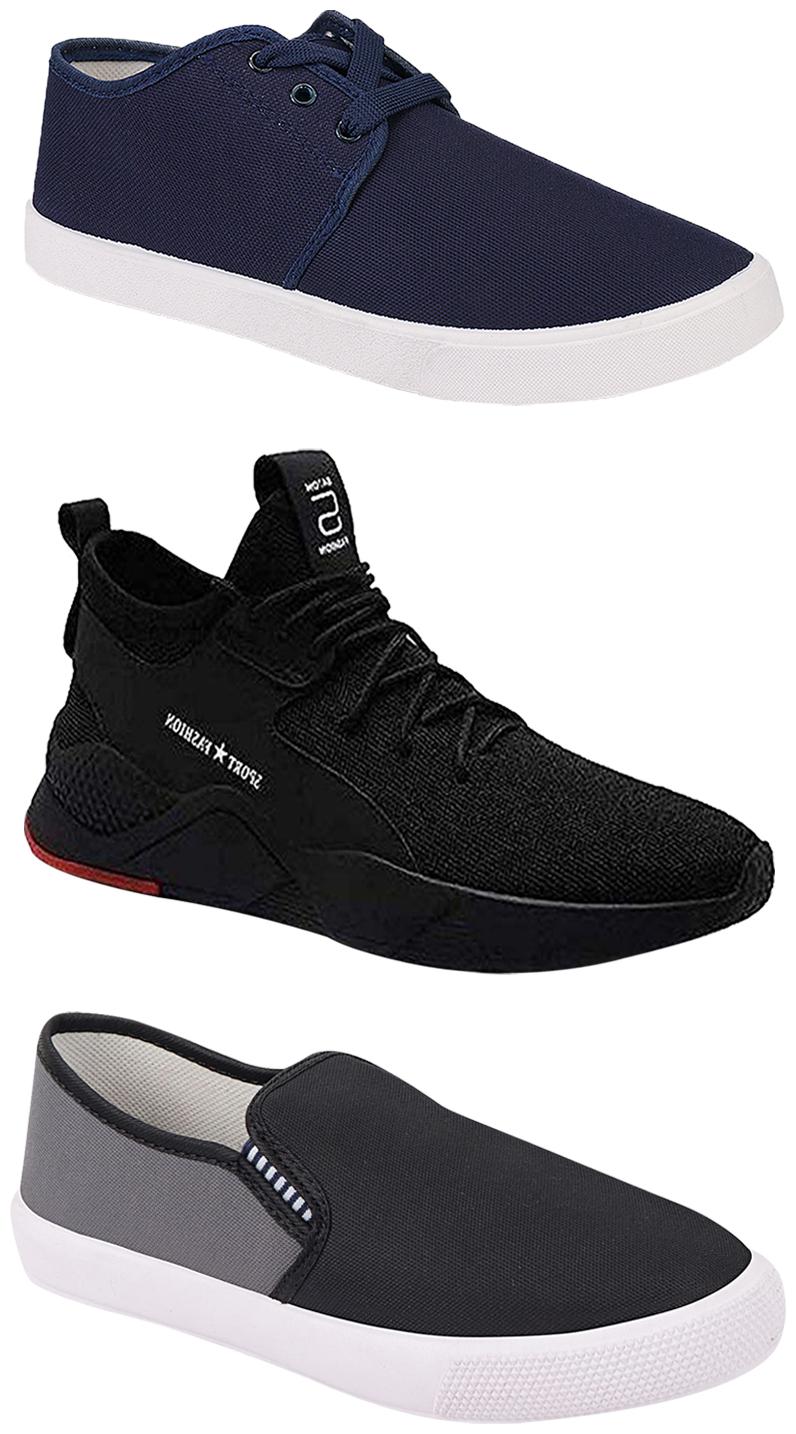 

Birde Men Multicolor Mesh Canvas Casual Sports Sneakers Runnning Shoes for Men s Boy s - UK9 (Combo of 3)