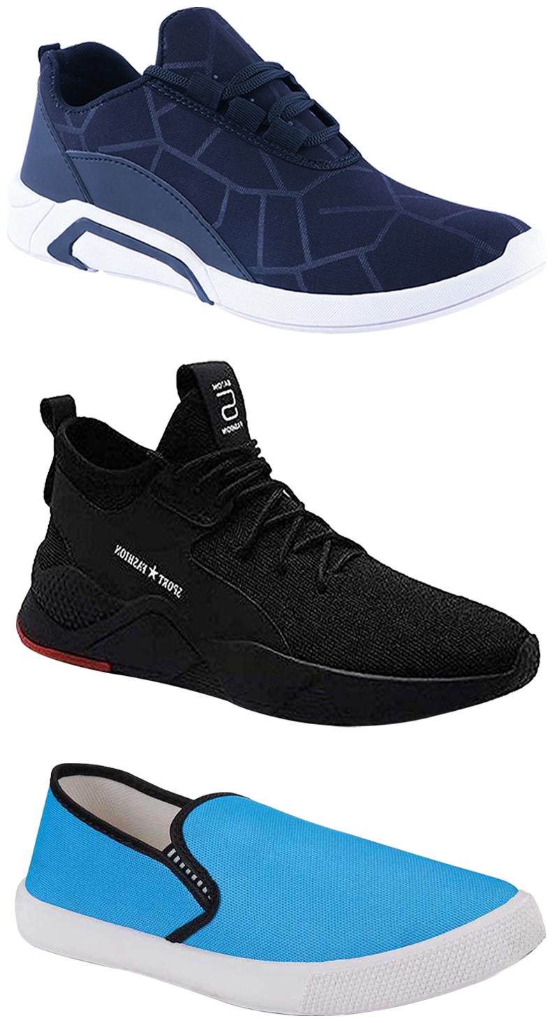 

Birde Men Multicolor Mesh Canvas Casual Sports Sneakers Runnning Shoes for Men s Boy s - UK7 (Combo of 3)
