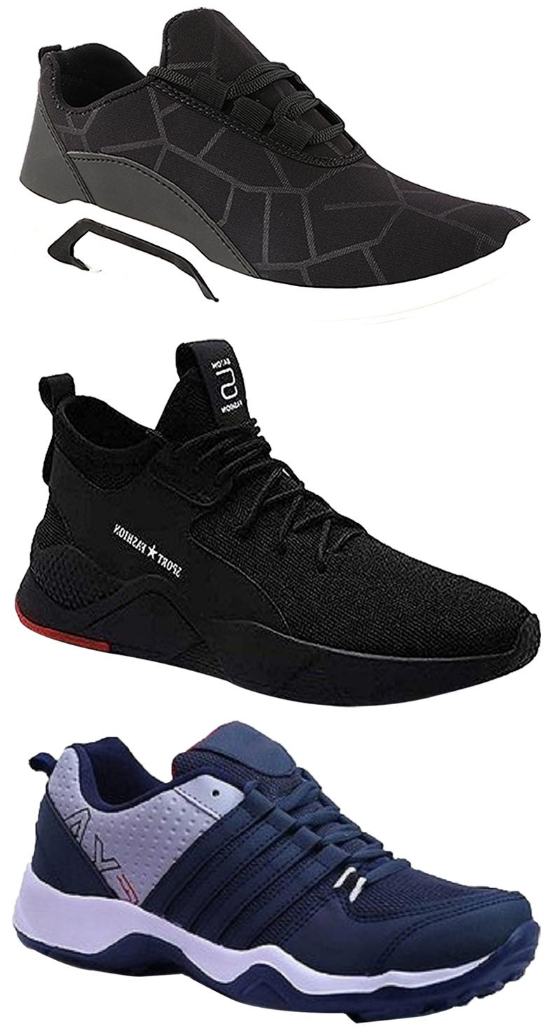 

Birde Men Multicolor Mesh Canvas Casual Sports Sneakers Runnning Shoes for Men s Boy s - UK8 (Combo of 3)