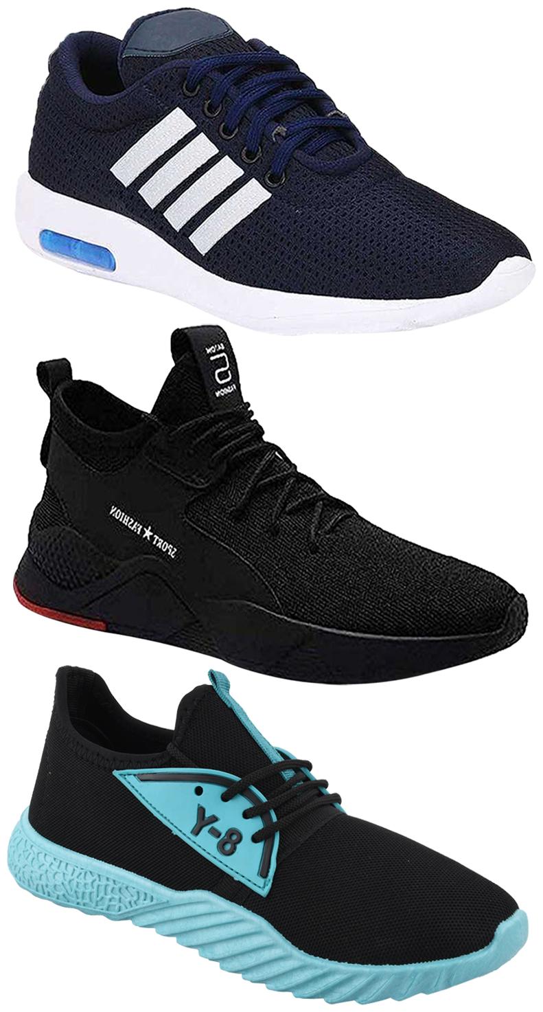 

Birde Men Multicolor Mesh Canvas Casual Sports Sneakers Runnning Shoes for Men s Boy s - UK9 (Combo of 3)