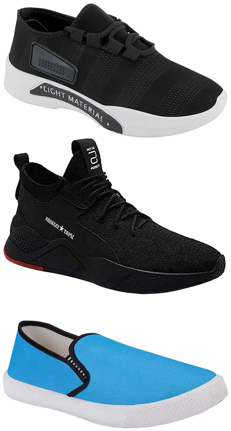 

Birde Men Multicolor Mesh Canvas Casual Sports Sneakers Runnning Shoes for Men s Boy s - UK7 (Combo of 3)