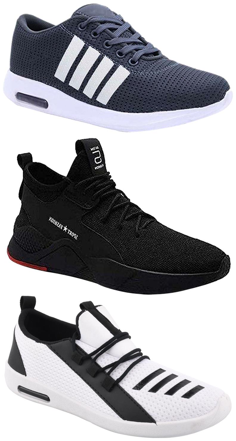 

Birde Men Multicolor Mesh Canvas Casual Sports Sneakers Runnning Shoes for Men s Boy s - UK9 (Combo of 3)