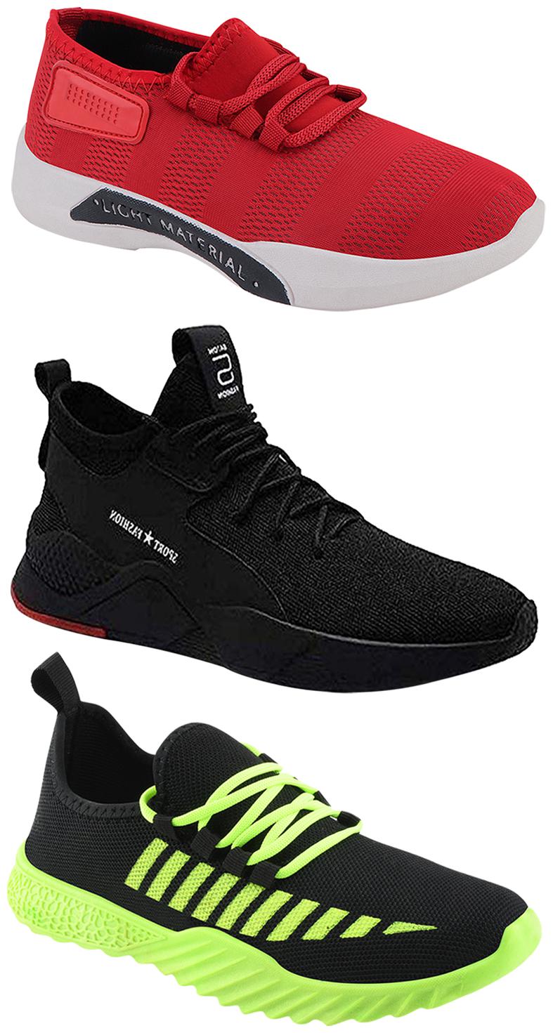 

Birde Men Multicolor Mesh Canvas Casual Sports Sneakers Runnning Shoes for Men s Boy s - UK8 (Combo of 3)
