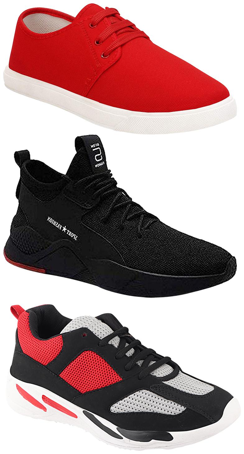 

Birde Men Multicolor Mesh Canvas Casual Sports Sneakers Runnning Shoes for Men s Boy s - UK10 (Combo of 3)