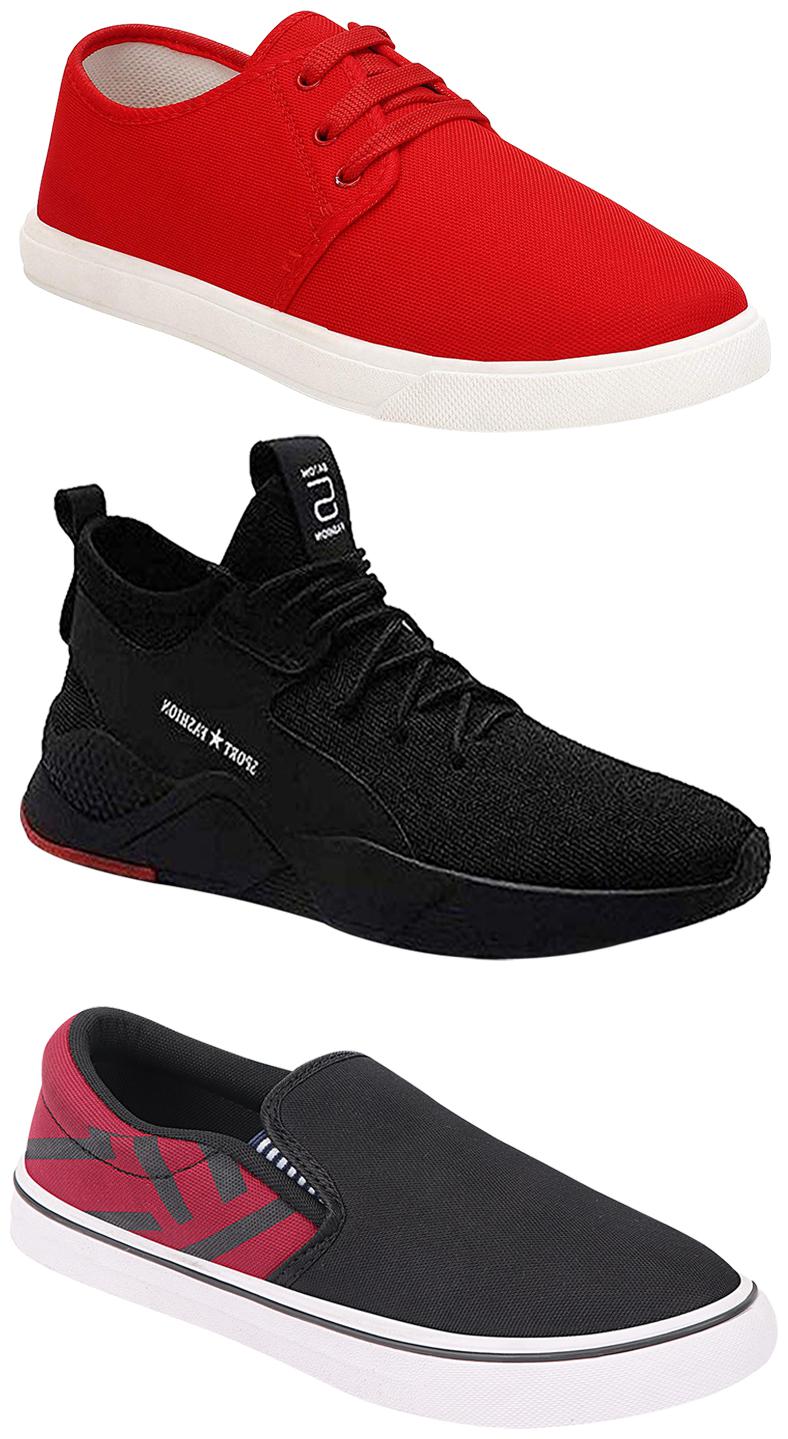 

Birde Men Multicolor Mesh Canvas Casual Sports Sneakers Runnning Shoes for Men s Boy s - UK6 (Combo of 3)