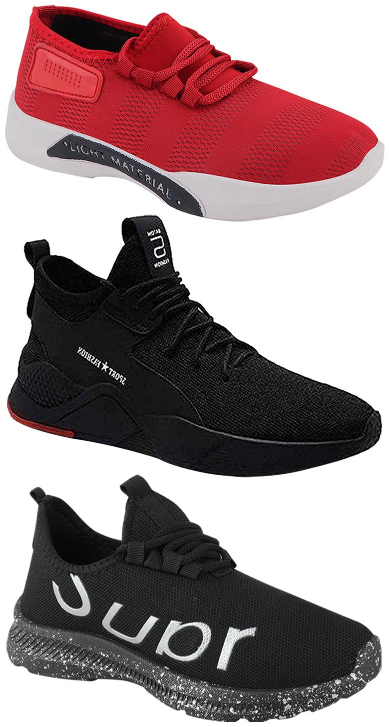 

Birde Men Multicolor Mesh Canvas Casual Sports Sneakers Runnning Shoes for Men s Boy s - UK6 (Combo of 3)