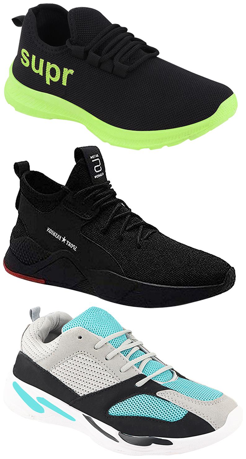 

Birde Men Multicolor Mesh Canvas Casual Sports Sneakers Runnning Shoes for Men s Boy s - UK9 (Combo of 3)