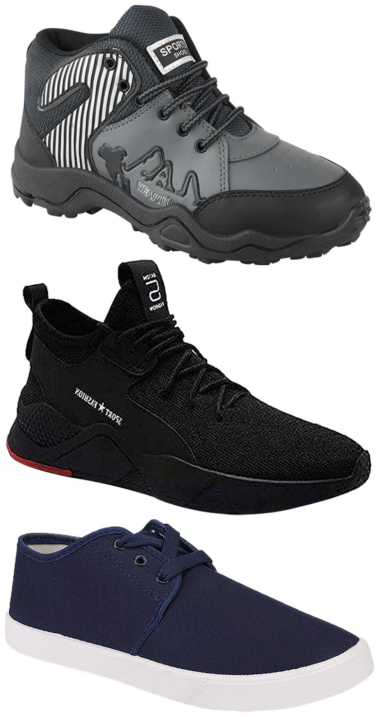 

Birde Men Multicolor Mesh Canvas Casual Sports Sneakers Runnning Shoes for Men s Boy s - UK7 (Combo of 3)