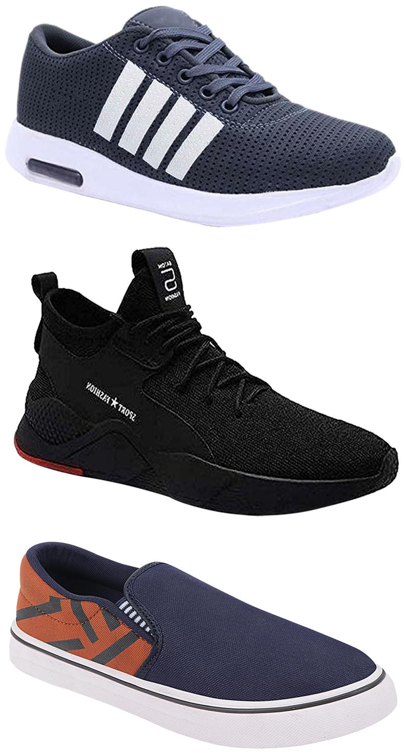 

Birde Men Multicolor Mesh Canvas Casual Sports Sneakers Runnning Shoes for Men s Boy s - UK8 (Combo of 3)