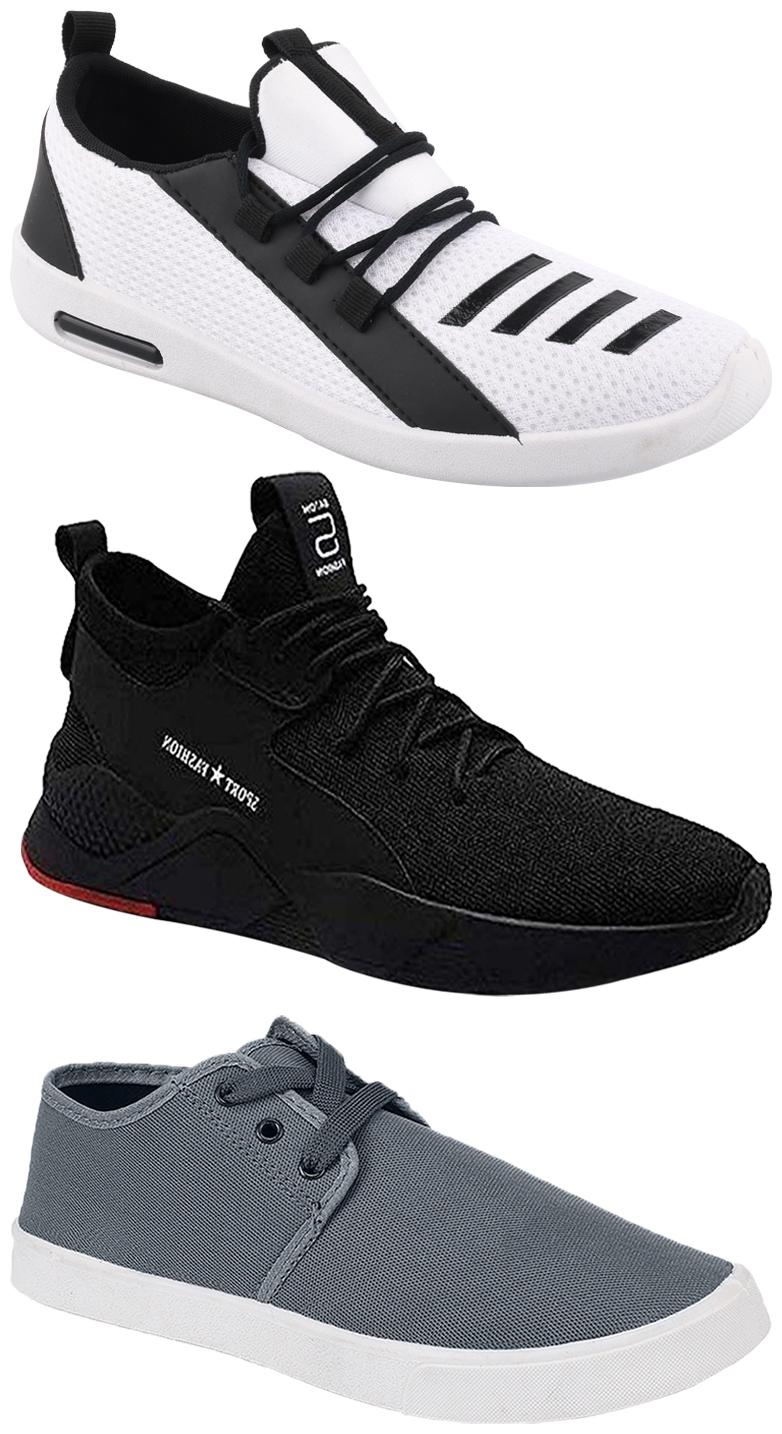

Birde Men Multicolor Mesh Canvas Casual Sports Sneakers Runnning Shoes for Men s Boy s - UK7 (Combo of 3)