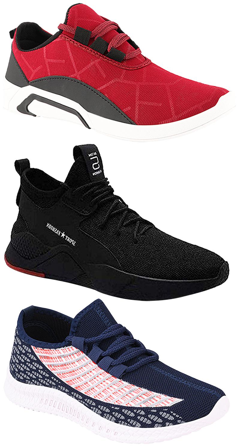

Birde Men Multicolor Mesh Canvas Casual Sports Sneakers Runnning Shoes for Men s Boy s - UK7 (Combo of 3)