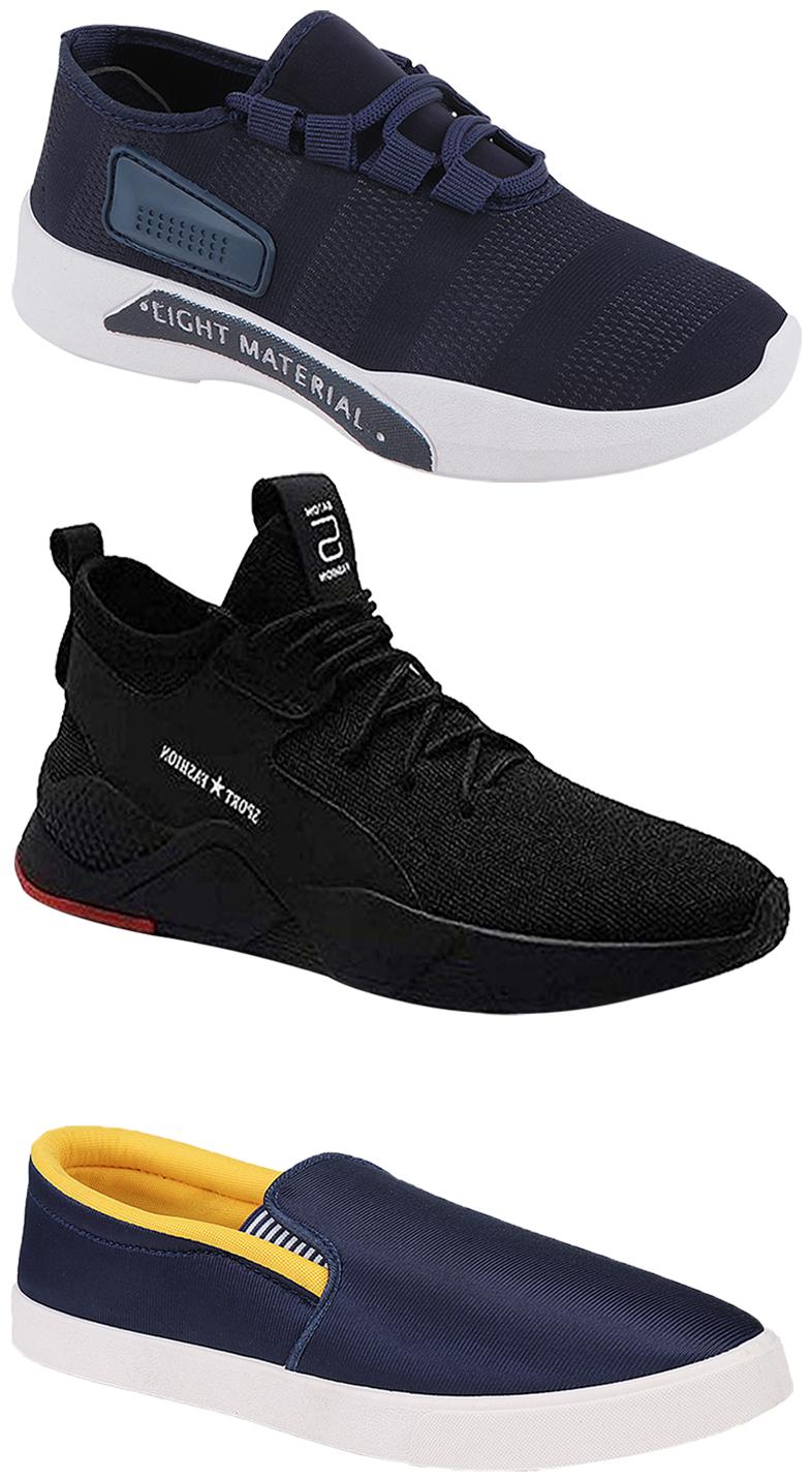 

Birde Men Multicolor Mesh Canvas Casual Sports Sneakers Runnning Shoes for Men s Boy s - UK9 (Combo of 3)