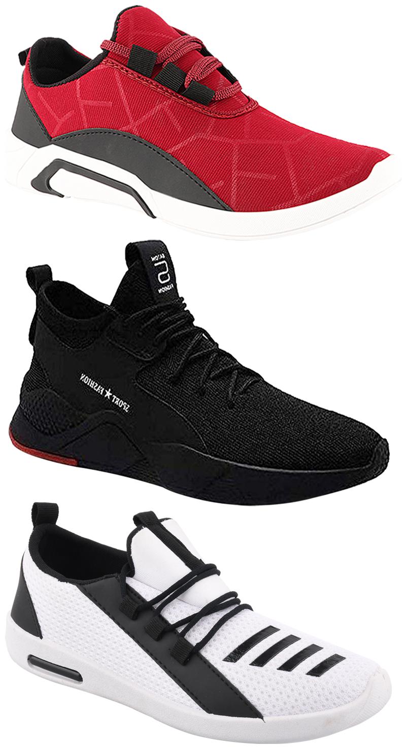 

Birde Men Multicolor Mesh Canvas Casual Sports Sneakers Runnning Shoes for Men s Boy s - UK8 (Combo of 3)