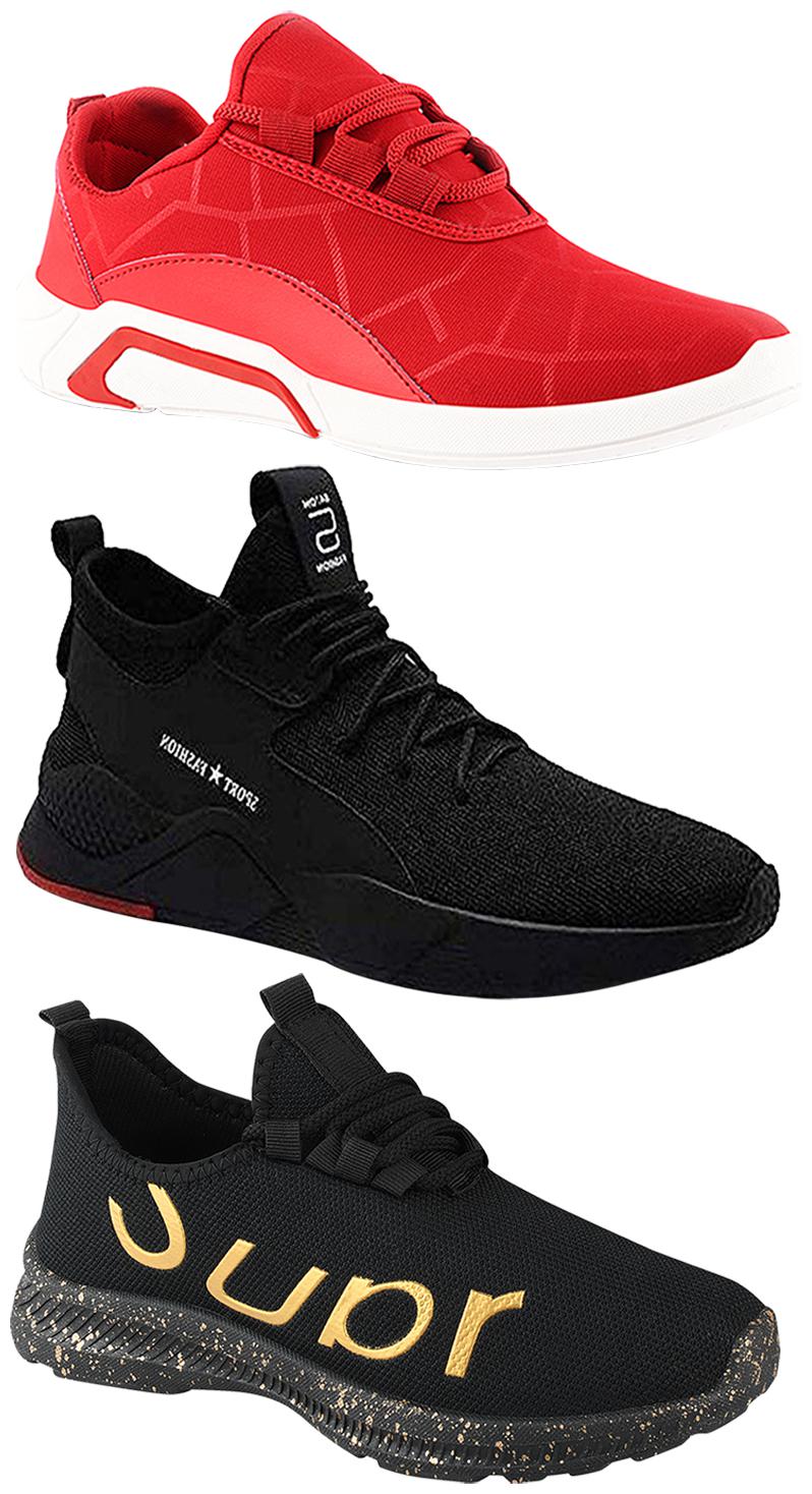 

Birde Men Multicolor Mesh Canvas Casual Sports Sneakers Runnning Shoes for Men s Boy s - UK6 (Combo of 3)