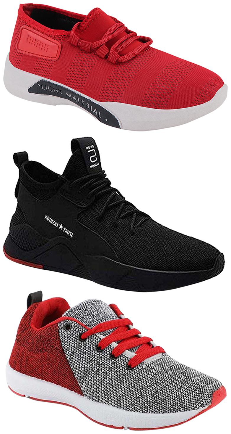

Birde Men Multicolor Mesh Canvas Casual Sports Sneakers Runnning Shoes for Men s Boy s - UK7 (Combo of 3)