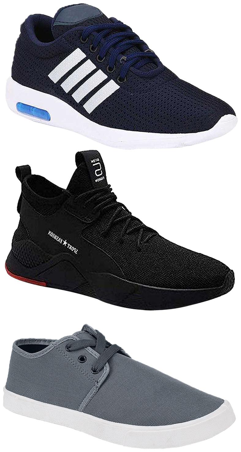 

Birde Men Multicolor Mesh Canvas Casual Sports Sneakers Runnning Shoes for Men s Boy s - UK10 (Combo of 3)
