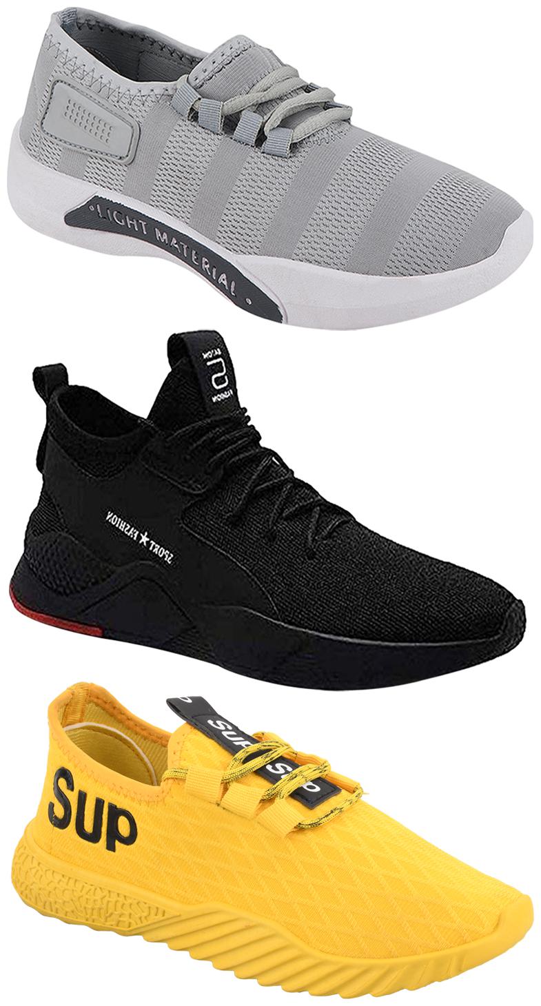 

Birde Men Multicolor Mesh Canvas Casual Sports Sneakers Runnning Shoes for Men s Boy s - UK9 (Combo of 3)