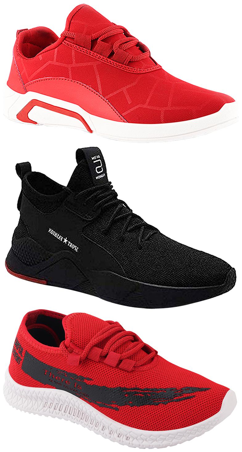 

Birde Men Multicolor Mesh Canvas Casual Sports Sneakers Runnning Shoes for Men s Boy s - UK8 (Combo of 3)