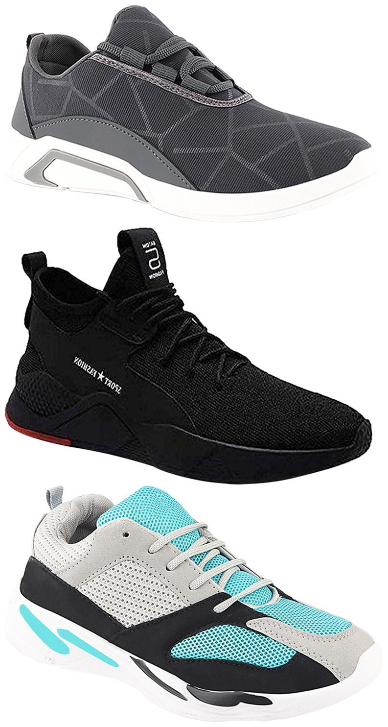 

Birde Men Multicolor Mesh Canvas Casual Sports Sneakers Runnning Shoes for Men s Boy s - UK6 (Combo of 3)