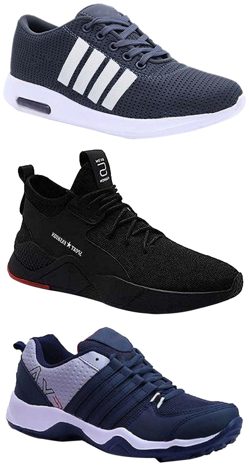 

Birde Men Multicolor Mesh Canvas Casual Sports Sneakers Runnning Shoes for Men s Boy s - UK10 (Combo of 3)
