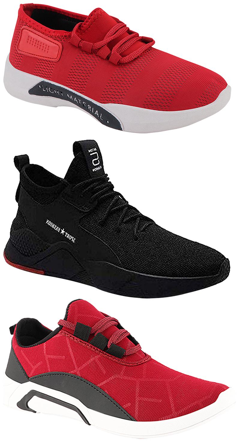 

Birde Men Multicolor Mesh Canvas Casual Sports Sneakers Runnning Shoes for Men s Boy s - UK10 (Combo of 3)