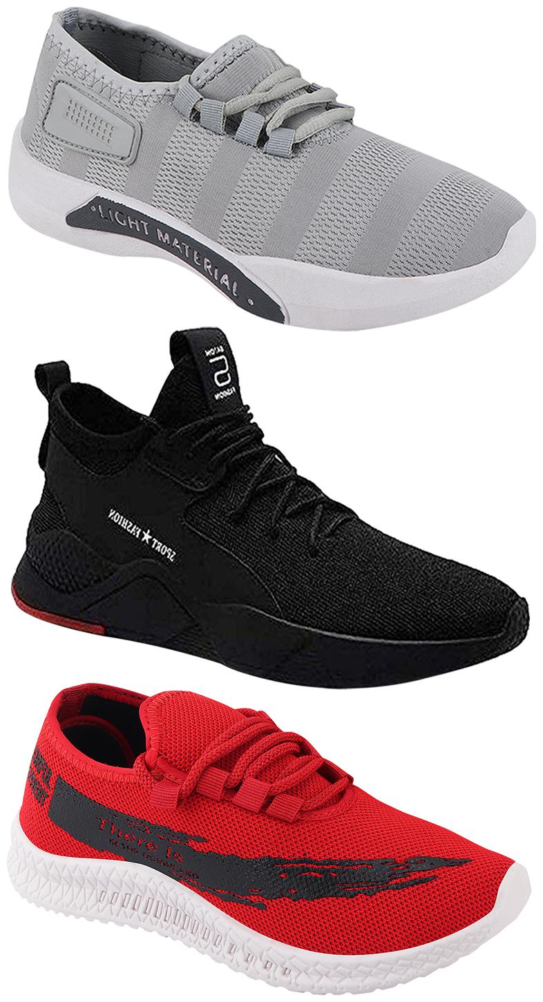 

Birde Men Multicolor Mesh Canvas Casual Sports Sneakers Runnning Shoes for Men s Boy s - UK6 (Combo of 3)