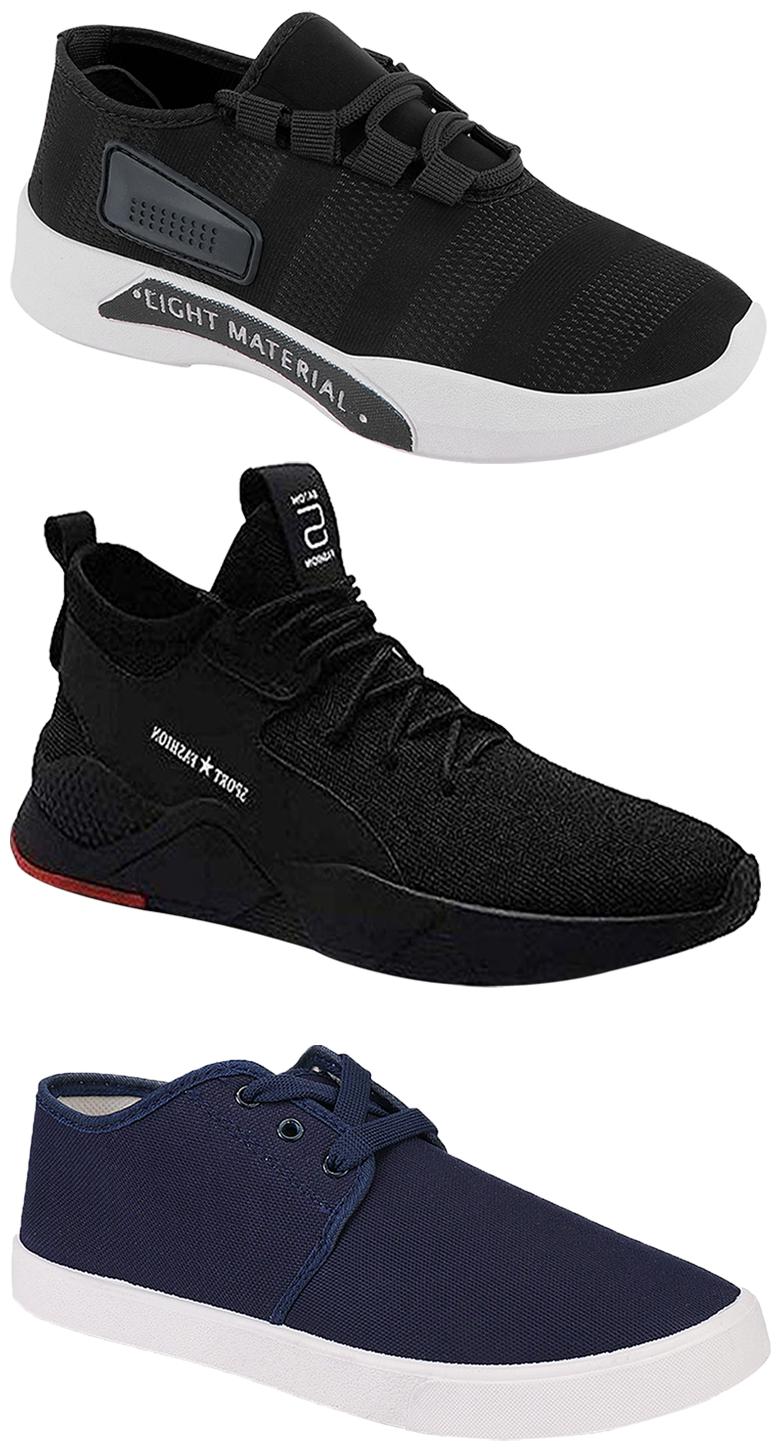

Birde Men Multicolor Mesh Canvas Casual Sports Sneakers Runnning Shoes for Men s Boy s - UK8 (Combo of 3)