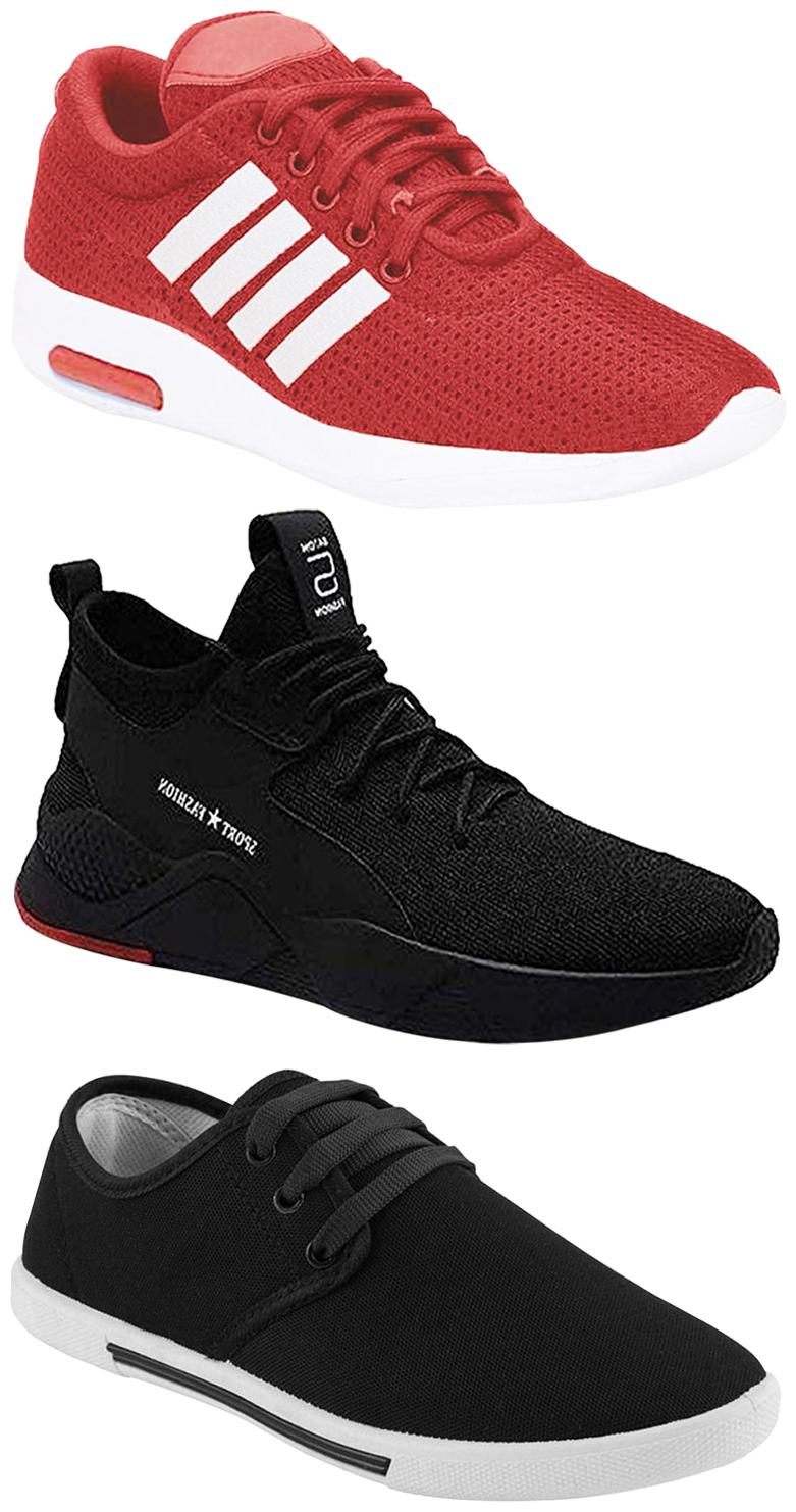 

Birde Men Multicolor Mesh Canvas Casual Sports Sneakers Runnning Shoes for Men s Boy s - UK8 (Combo of 3)