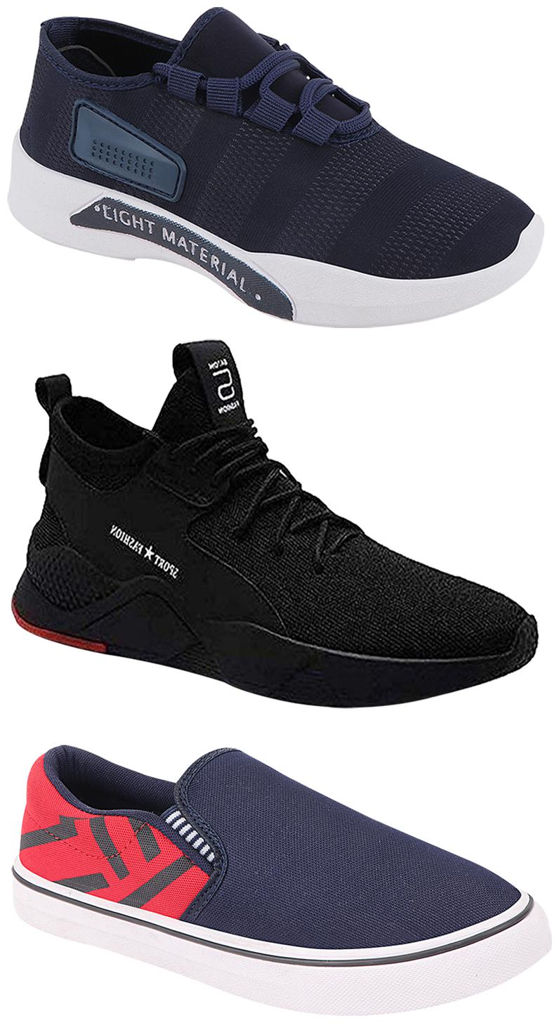 

Birde Men Multicolor Mesh Canvas Casual Sports Sneakers Runnning Shoes for Men s Boy s - UK10 (Combo of 3)