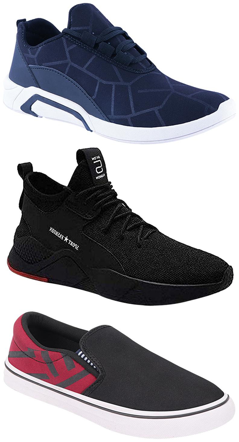 

Birde Men Multicolor Mesh Canvas Casual Sports Sneakers Runnning Shoes for Men s Boy s - UK10 (Combo of 3)