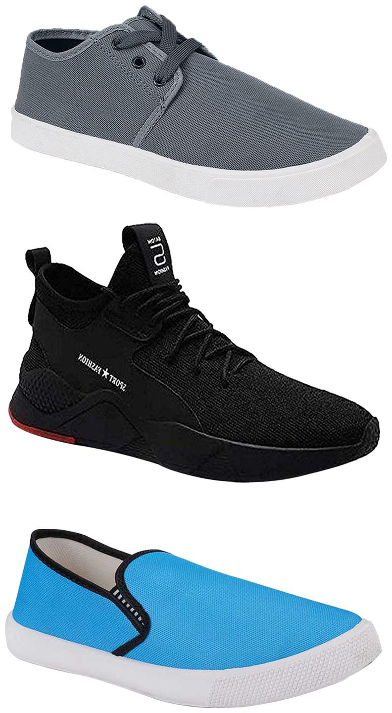

Birde Men Multicolor Mesh Canvas Casual Sports Sneakers Runnning Shoes for Men s Boy s - UK8 (Combo of 3)