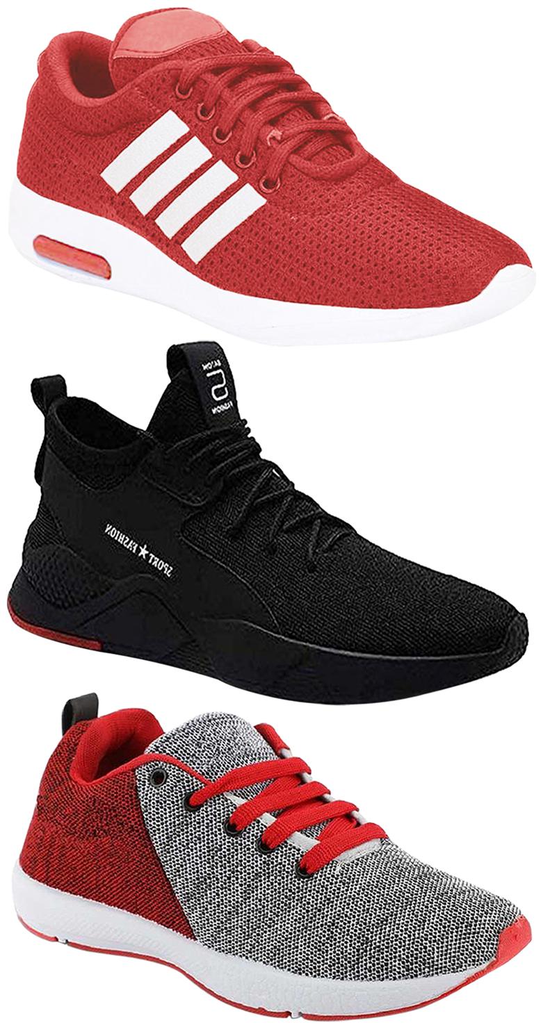 

Birde Men Multicolor Mesh Canvas Casual Sports Sneakers Runnning Shoes for Men s Boy s - UK8 (Combo of 3)