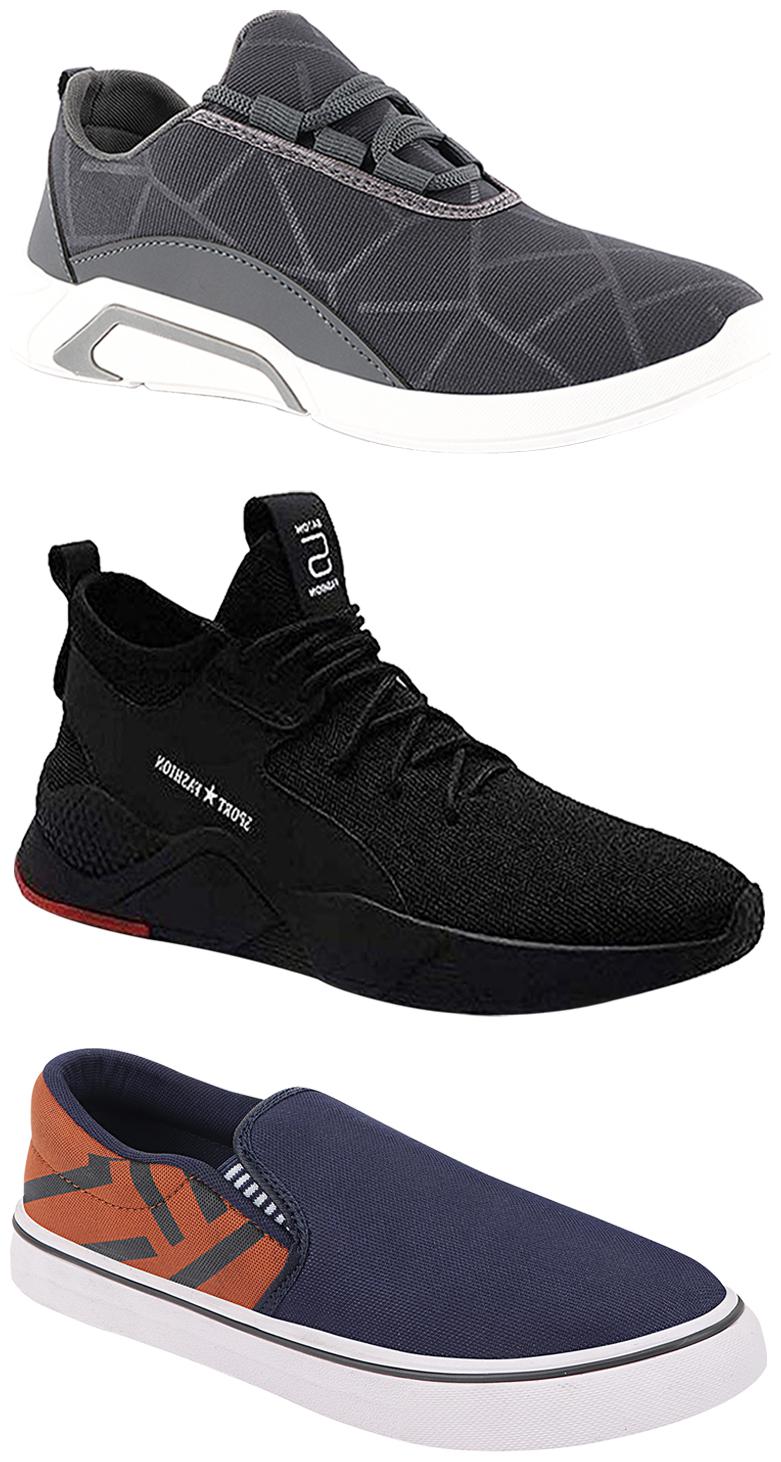 

Birde Men Multicolor Mesh Canvas Casual Sports Sneakers Runnning Shoes for Men s Boy s - UK7 (Combo of 3)
