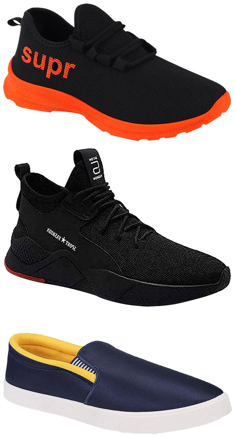 

Birde Men Multicolor Mesh Canvas Casual Sports Sneakers Runnning Shoes for Men s Boy s - UK8 (Combo of 3)